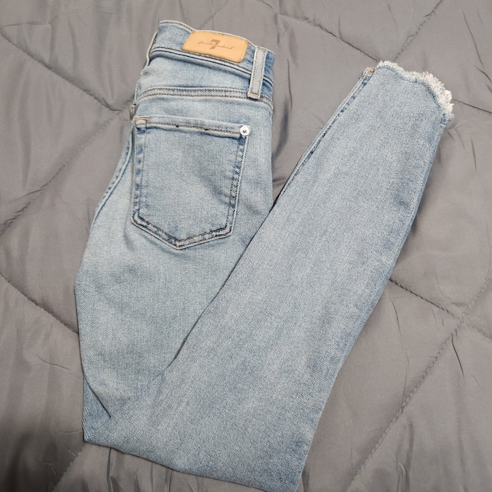 7 For All Mankind Light Wash Skinny Jeans